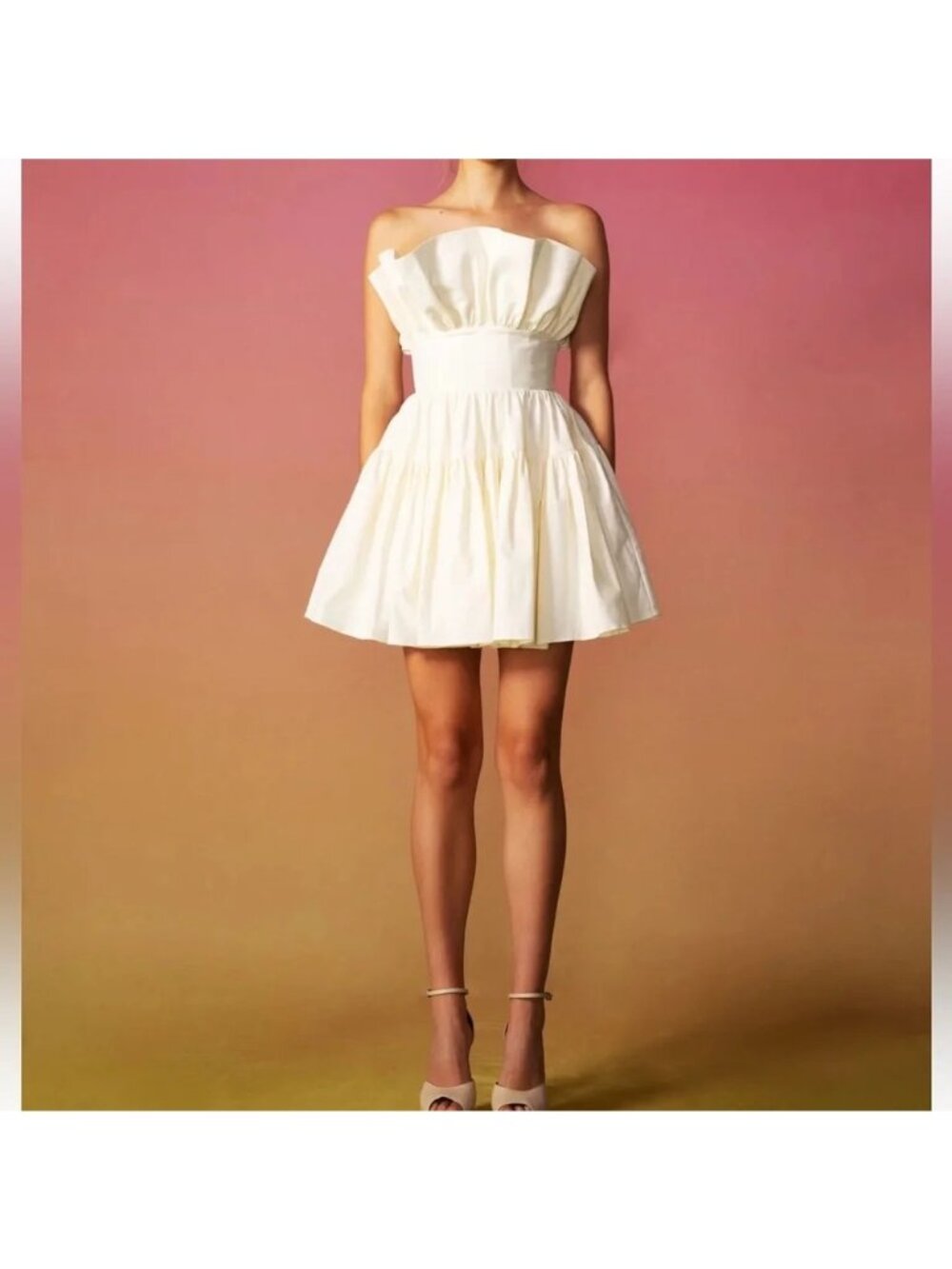 Sau Lee Ivory Nia Ruffle Strapless Mini Dress Womens Size 8